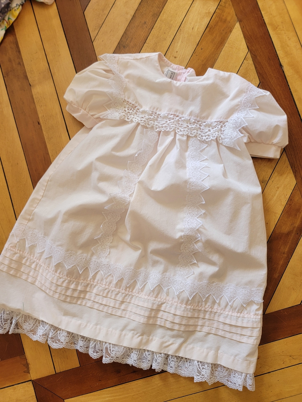 Vintage Girls Gunne Sax McClintock Pale Pink Dress Lace Trim 6